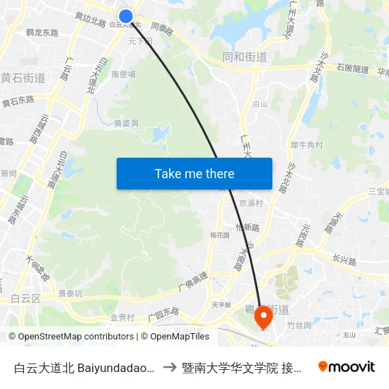 白云大道北 Baiyundadaobei to 暨南大学华文学院 接待站 map