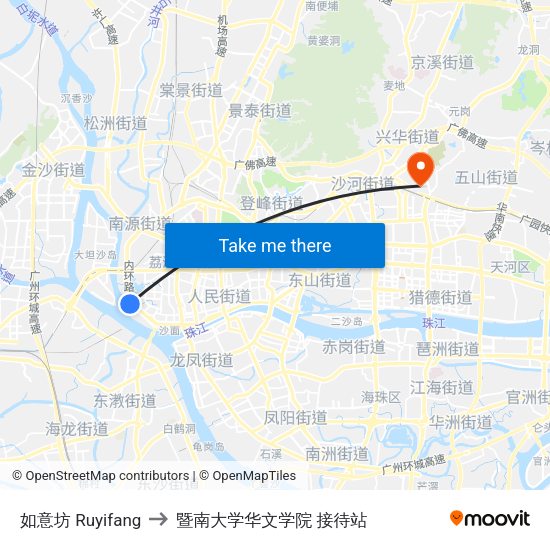 如意坊 Ruyifang to 暨南大学华文学院 接待站 map