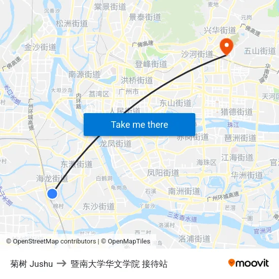 菊树 Jushu to 暨南大学华文学院 接待站 map