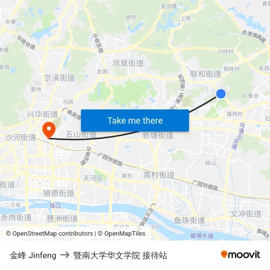 金峰 Jinfeng to 暨南大学华文学院 接待站 map