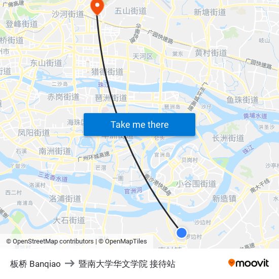 板桥 Banqiao to 暨南大学华文学院 接待站 map