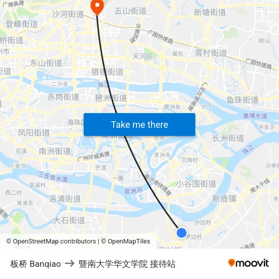 板桥 Banqiao to 暨南大学华文学院 接待站 map