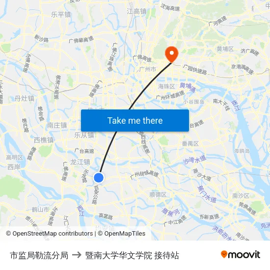 市监局勒流分局 to 暨南大学华文学院 接待站 map