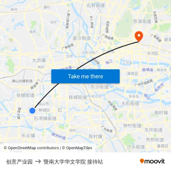创意产业园 to 暨南大学华文学院 接待站 map