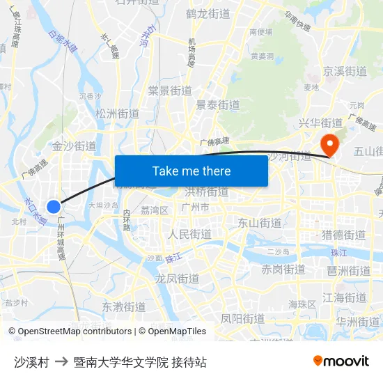 沙溪村 to 暨南大学华文学院 接待站 map