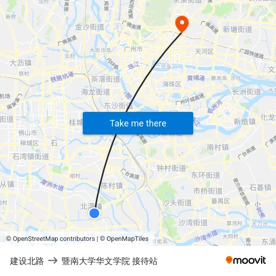 建设北路 to 暨南大学华文学院 接待站 map