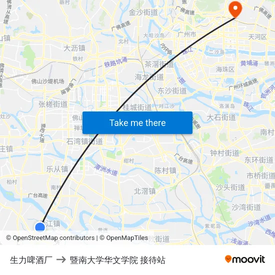 生力啤酒厂 to 暨南大学华文学院 接待站 map