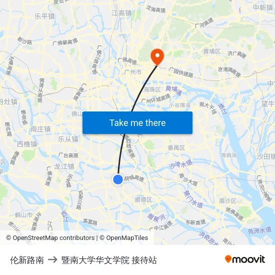 伦新路南 to 暨南大学华文学院 接待站 map