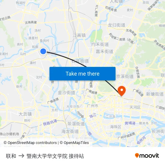 联和 to 暨南大学华文学院 接待站 map