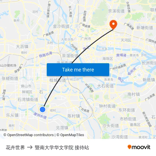 花卉世界 to 暨南大学华文学院 接待站 map