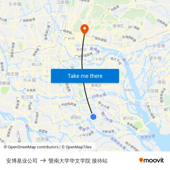 安博基业公司 to 暨南大学华文学院 接待站 map