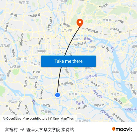 富裕村 to 暨南大学华文学院 接待站 map