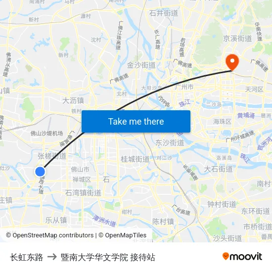 长虹东路 to 暨南大学华文学院 接待站 map