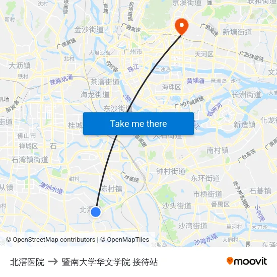 北滘医院 to 暨南大学华文学院 接待站 map