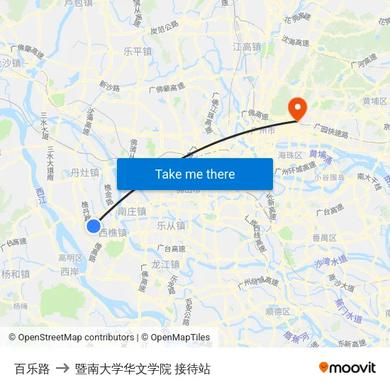 百乐路 to 暨南大学华文学院 接待站 map