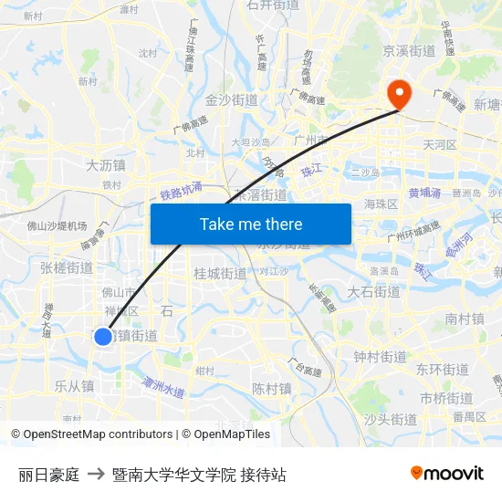 丽日豪庭 to 暨南大学华文学院 接待站 map