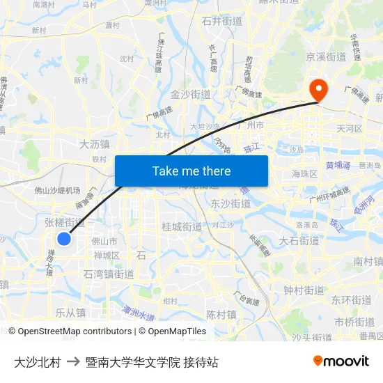 大沙北村 to 暨南大学华文学院 接待站 map