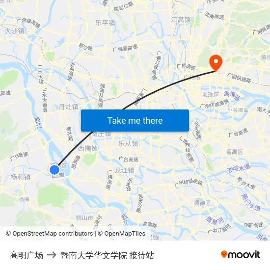 高明广场 to 暨南大学华文学院 接待站 map