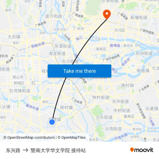东兴路 to 暨南大学华文学院 接待站 map