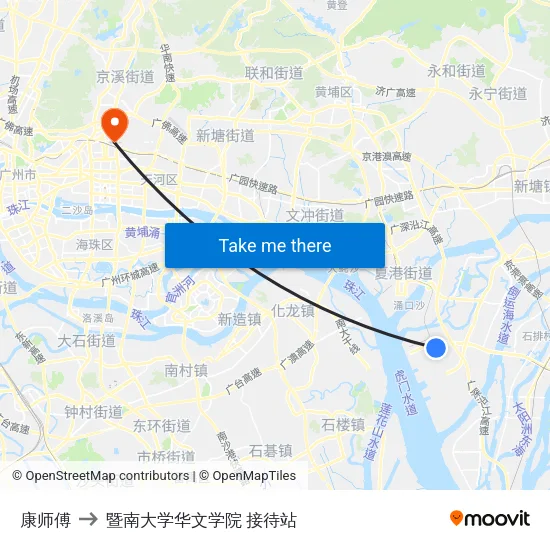 康师傅 to 暨南大学华文学院 接待站 map