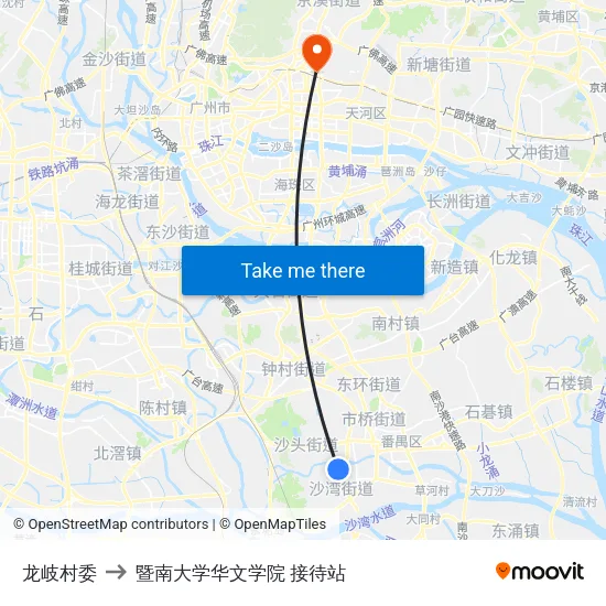 龙岐村委 to 暨南大学华文学院 接待站 map