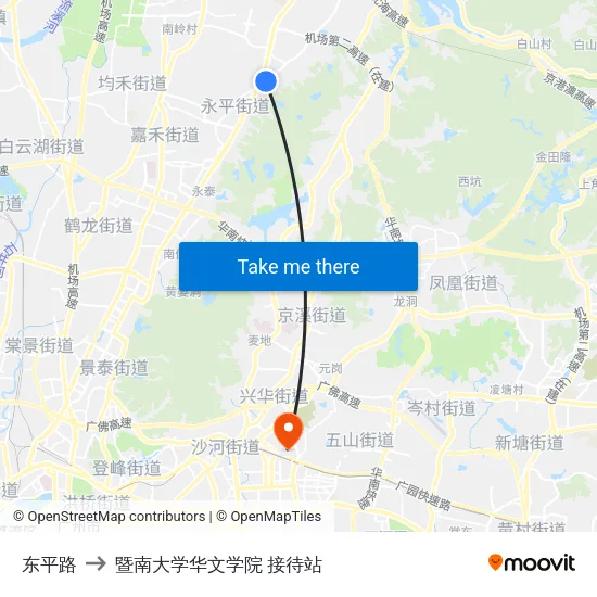 东平路 to 暨南大学华文学院 接待站 map
