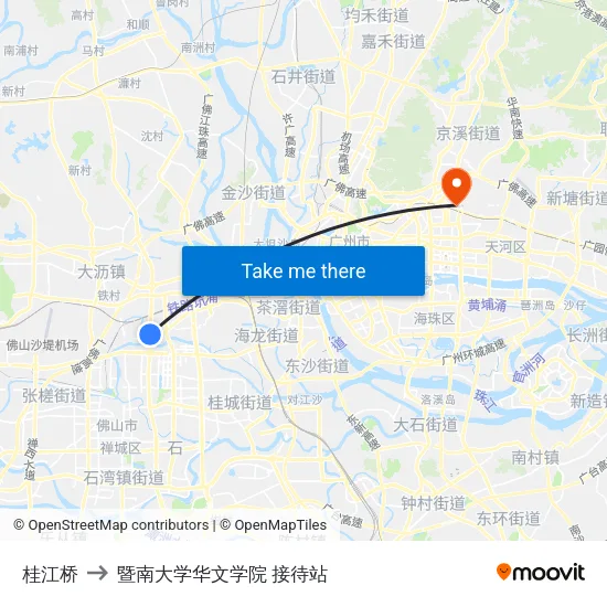 桂江桥 to 暨南大学华文学院 接待站 map