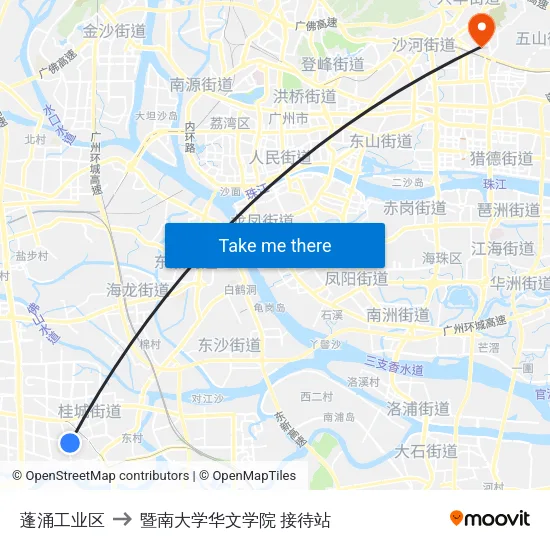 蓬涌工业区 to 暨南大学华文学院 接待站 map