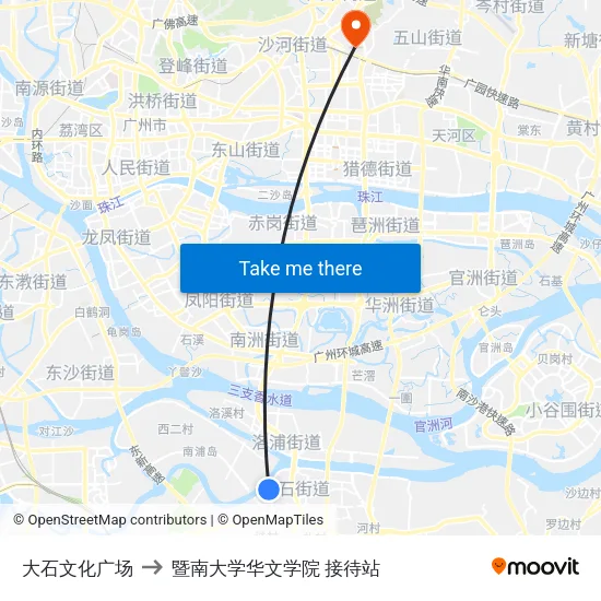 大石文化广场 to 暨南大学华文学院 接待站 map