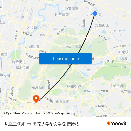 凤凰三横路 to 暨南大学华文学院 接待站 map