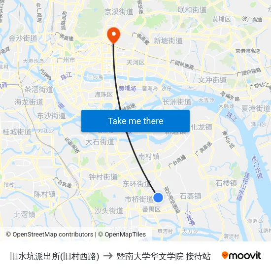 旧水坑派出所(旧村西路) to 暨南大学华文学院 接待站 map