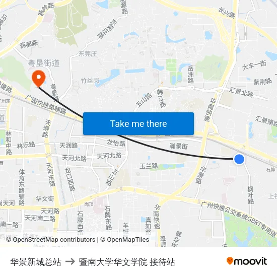 华景新城总站 to 暨南大学华文学院 接待站 map