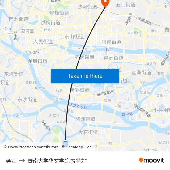 会江 to 暨南大学华文学院 接待站 map