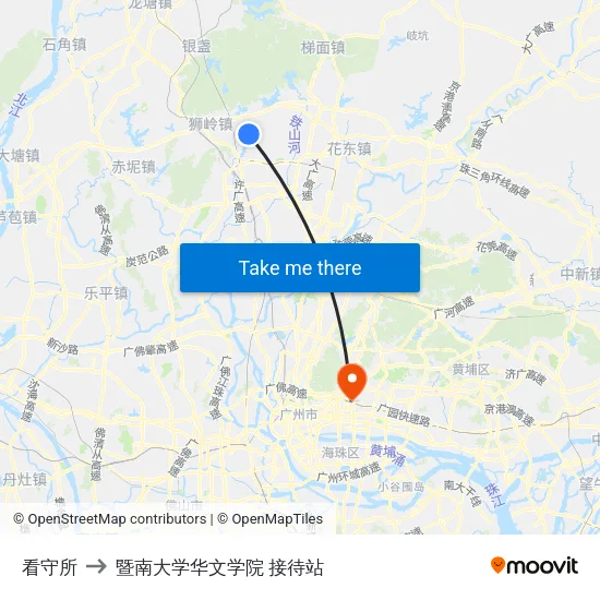 看守所 to 暨南大学华文学院 接待站 map