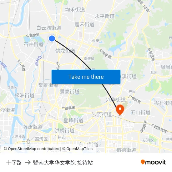 十字路 to 暨南大学华文学院 接待站 map