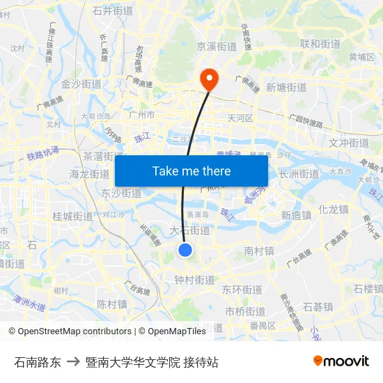 石南路东 to 暨南大学华文学院 接待站 map