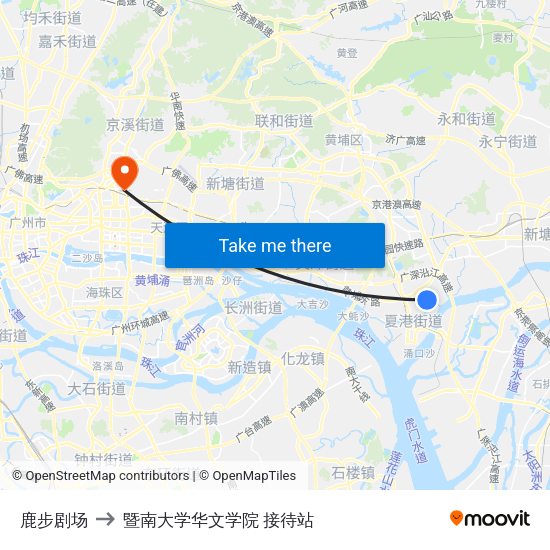 鹿步剧场 to 暨南大学华文学院 接待站 map