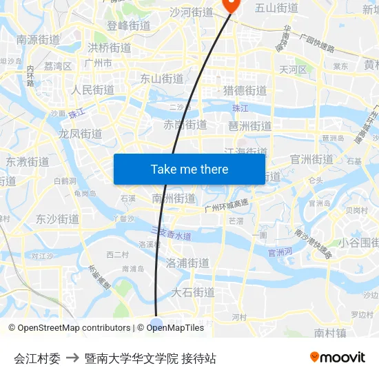 会江村委 to 暨南大学华文学院 接待站 map