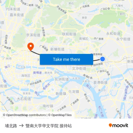 埔北路 to 暨南大学华文学院 接待站 map