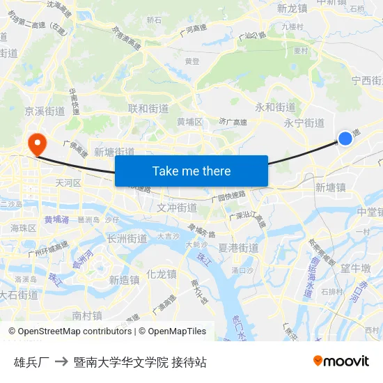 雄兵厂 to 暨南大学华文学院 接待站 map