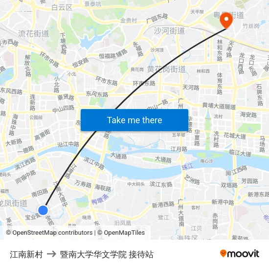 江南新村 to 暨南大学华文学院 接待站 map