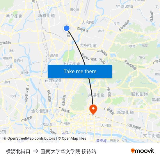 横沥北街口 to 暨南大学华文学院 接待站 map