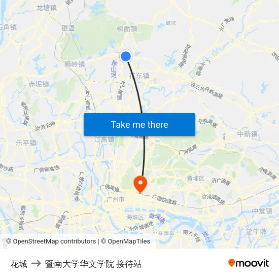 花城 to 暨南大学华文学院 接待站 map