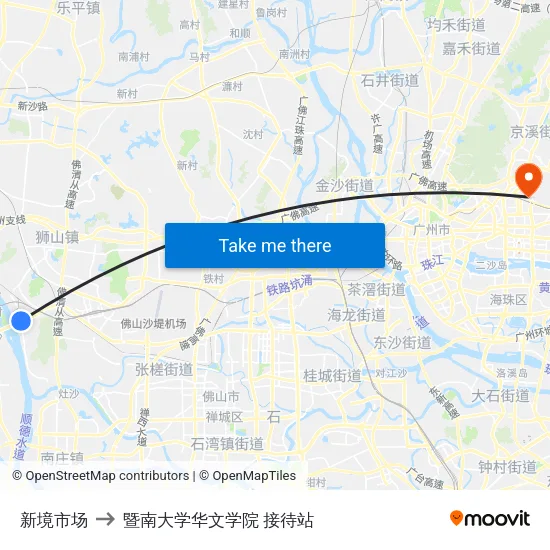 新境市场 to 暨南大学华文学院 接待站 map