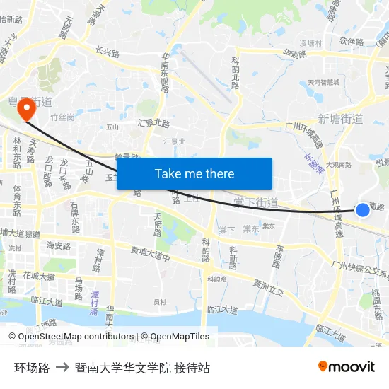 环场路 to 暨南大学华文学院 接待站 map