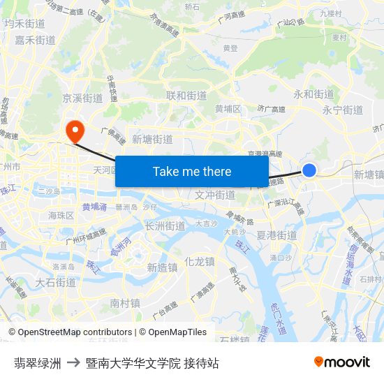翡翠绿洲 to 暨南大学华文学院 接待站 map
