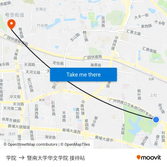 学院 to 暨南大学华文学院 接待站 map