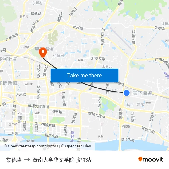棠德路 to 暨南大学华文学院 接待站 map