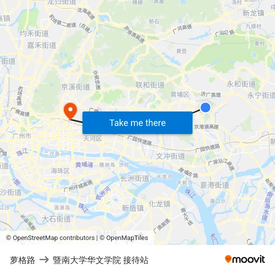 萝格路 to 暨南大学华文学院 接待站 map