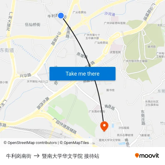 牛利岗南街 to 暨南大学华文学院 接待站 map